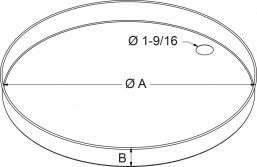 A4 - Drain Pans - Spun Round - 2" high - Bottom hole only drawing